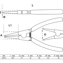 BGS Sprengringzange gerade für Außensprengringe 225 mm - 650-3