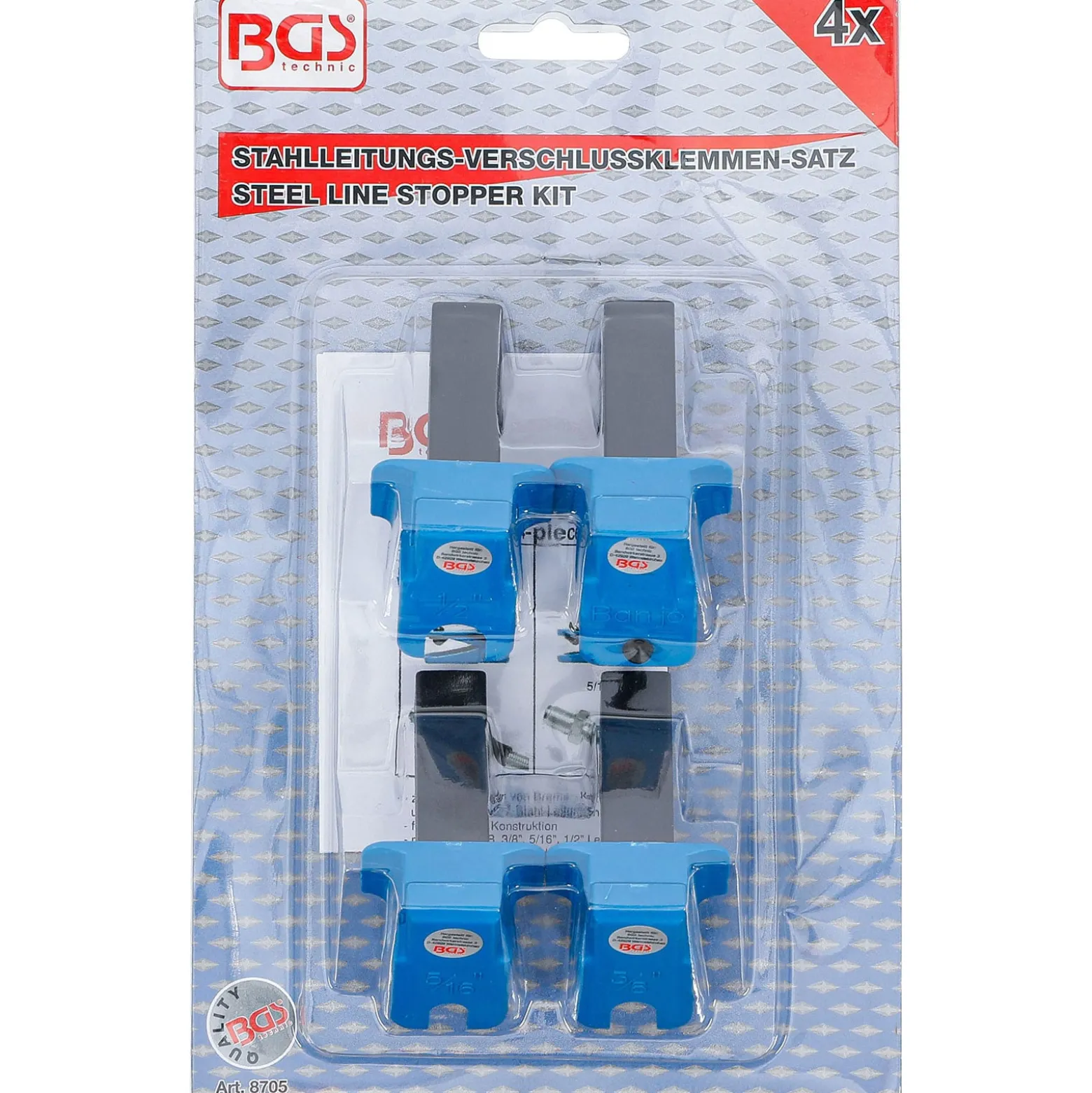 BGS Stahlleitungs-Verschlussklemmen-Satz 4tlg. - 8705