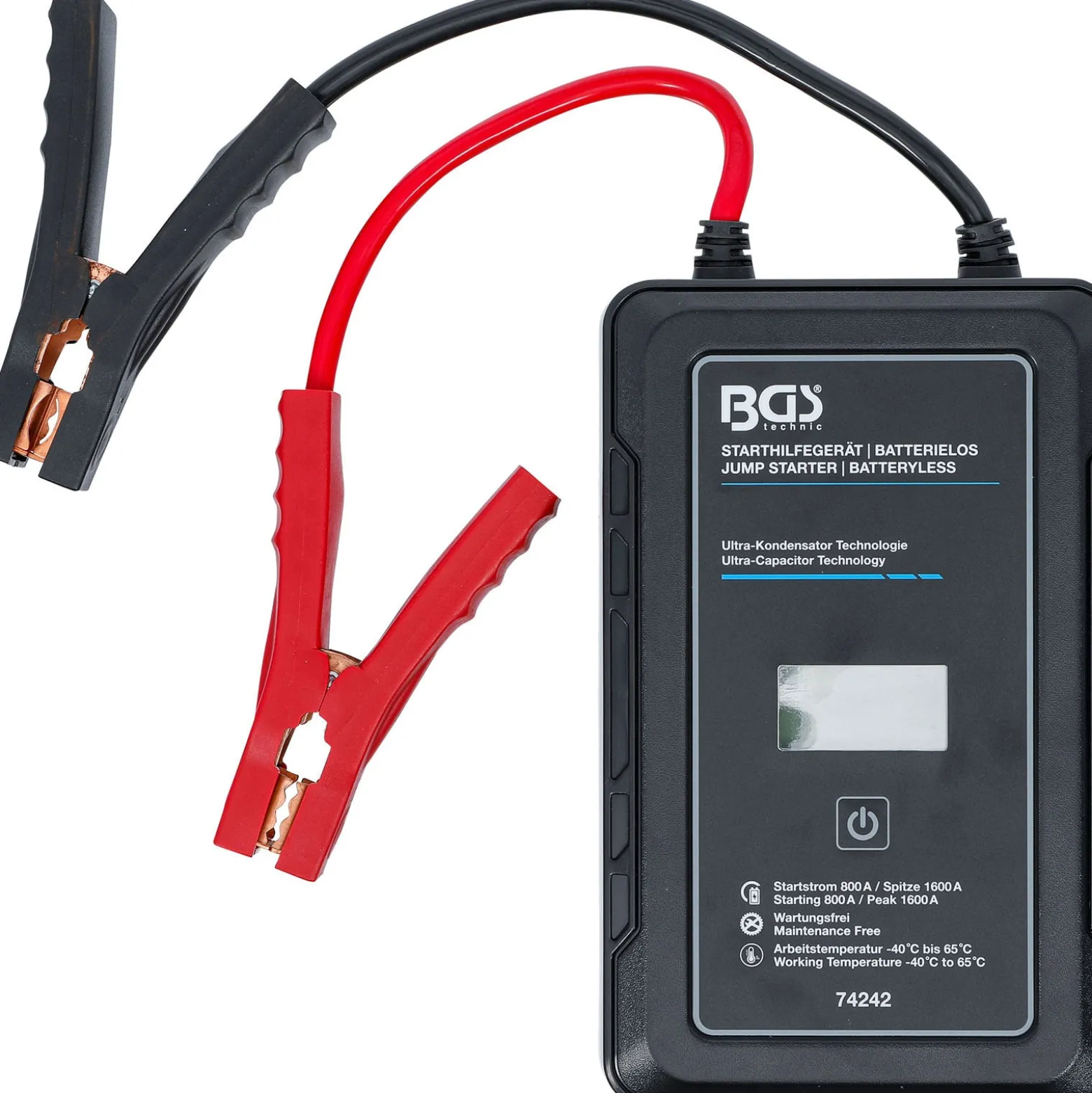 BGS Starthilfegerät Batterielos mit Ultra-Kondensator Technologie 12 V / 800 A / 1600 A - 74242
