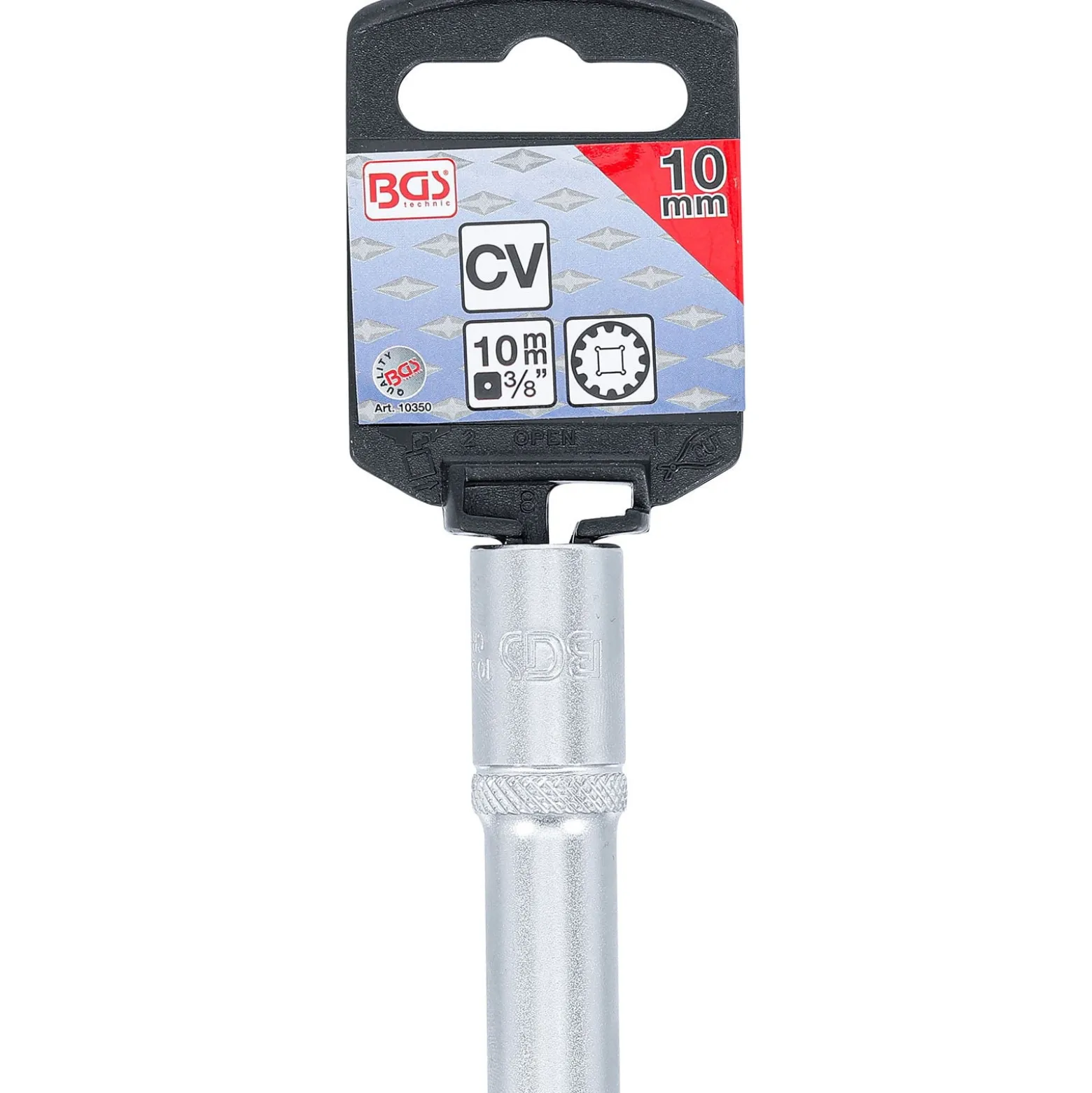BGS Steckschlüssel-Einsatz Gear Lock tief Antrieb Innenvierkant 10 mm (3/8") SW 10 mm - 10350