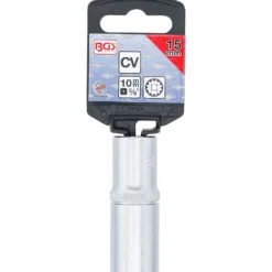 BGS Steckschlüssel-Einsatz Gear Lock tief Antrieb Innenvierkant 10 mm (3/8") SW 15 mm - 10355