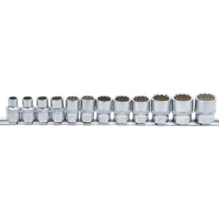 BGS Steckschlüssel-Einsatz-Satz Zwölfkant Antrieb Innenvierkant 10 mm (3/8") SW 8 - 19 mm 12tlg. - 9105
