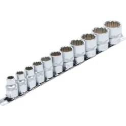 BGS Steckschlüssel-Einsatz-Satz Zwölfkant Antrieb Innenvierkant 10 mm (3/8") Zollgrößen 11tlg. - 9112