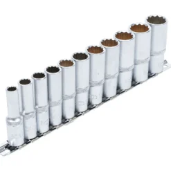 BGS Steckschlüssel-Einsatz-Satz Zwölfkant, tief Antrieb Innenvierkant 10 mm (3/8") SW 8 - 19 mm 11tlg. - 5252