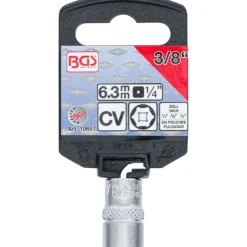 BGS Steckschlüssel-Einsatz Sechskant Antrieb Innenvierkant 6,3 mm (1/4") SW 3/8" - 10657