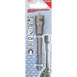 BGS Steckschlüssel-Einsatz Sechskant extra lang für Bohrmaschinen Antrieb Außensechskant 6,3 mm (1/4") SW 11 mm - 2767
