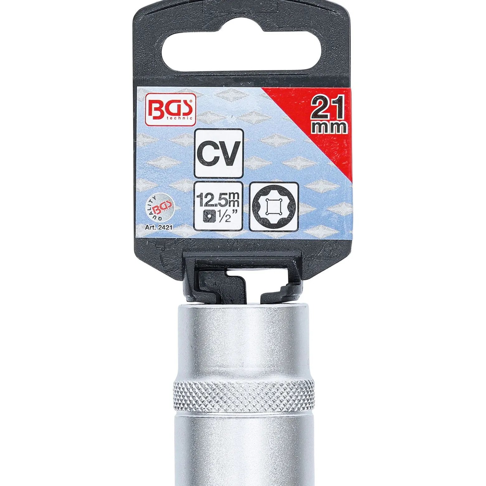 BGS Steckschlüssel-Einsatz Super Lock Antrieb Innenvierkant 12,5 mm (1/2") SW 21 mm - 2421