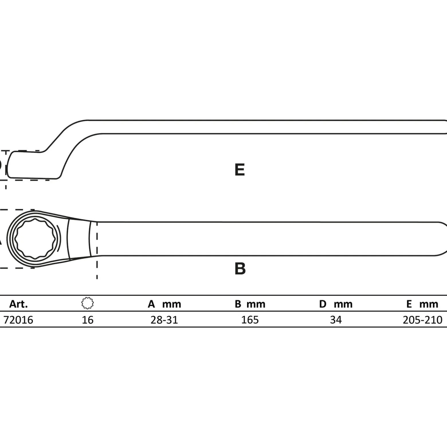 BGS VDE-Einringschlüssel tief gekröpft SW 16 mm - 72016
