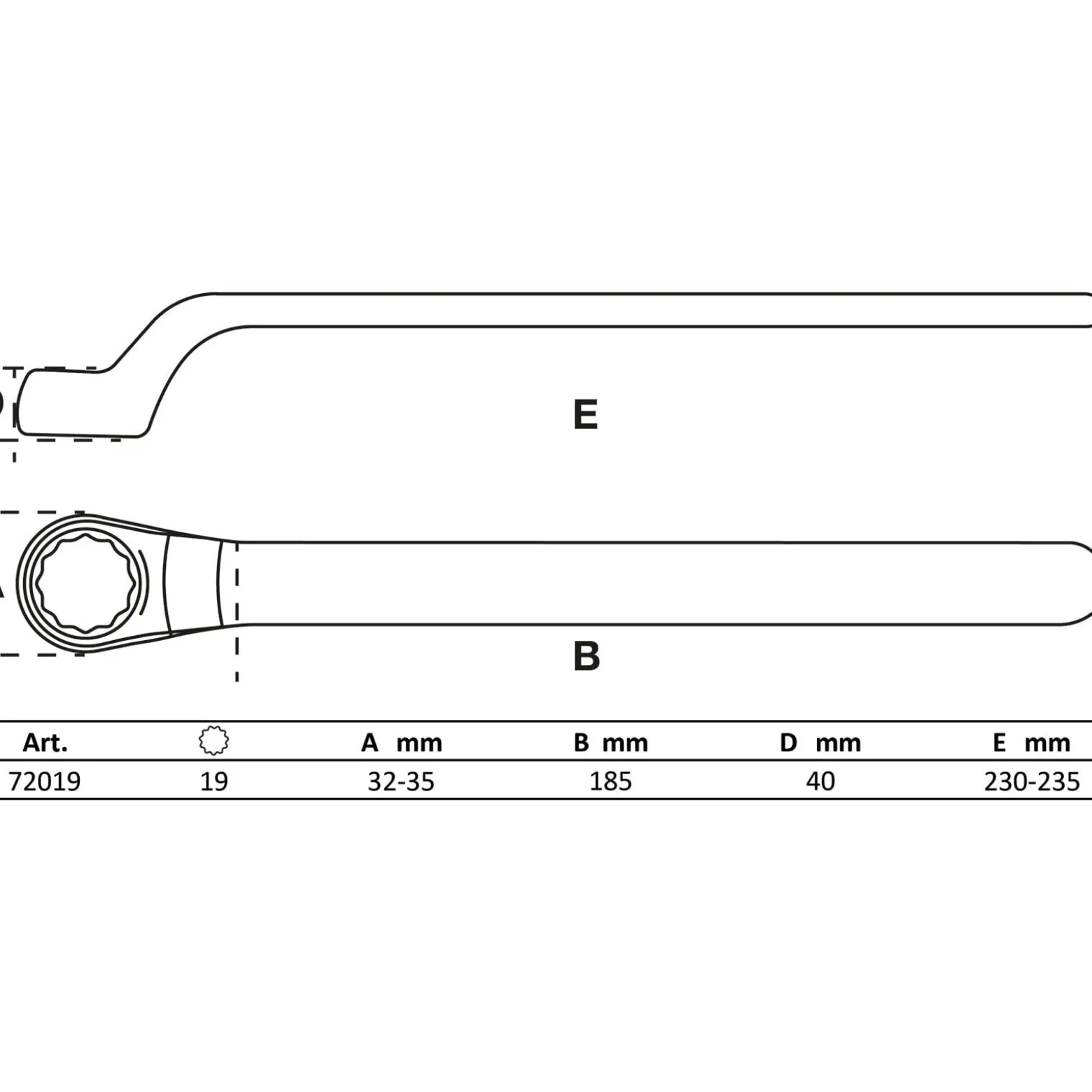 BGS VDE-Einringschlüssel tief gekröpft SW 19 mm - 72019