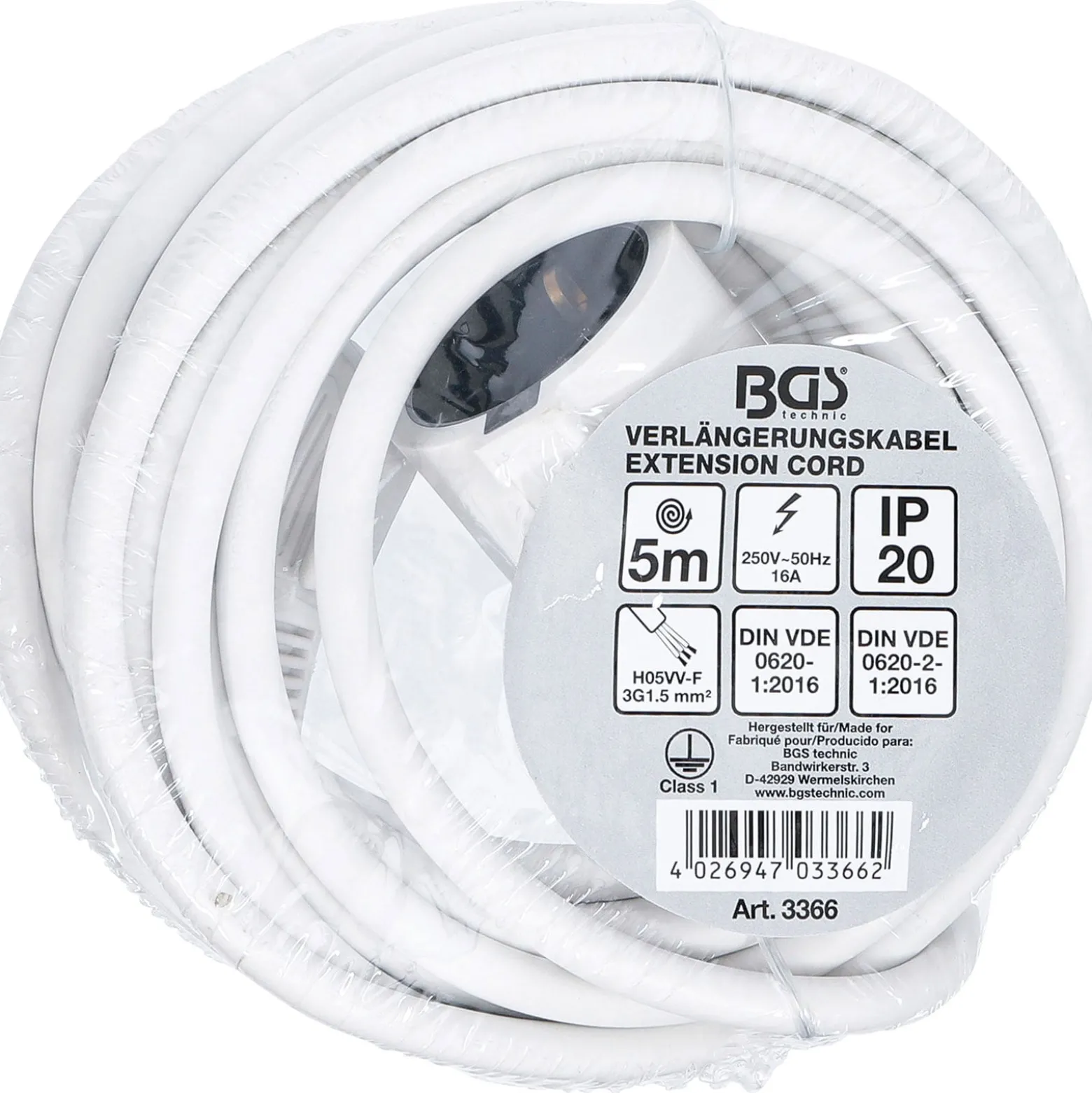 BGS Verlängerungskabel 5 m 3 x 1,5 mm² IP 20 - 3366