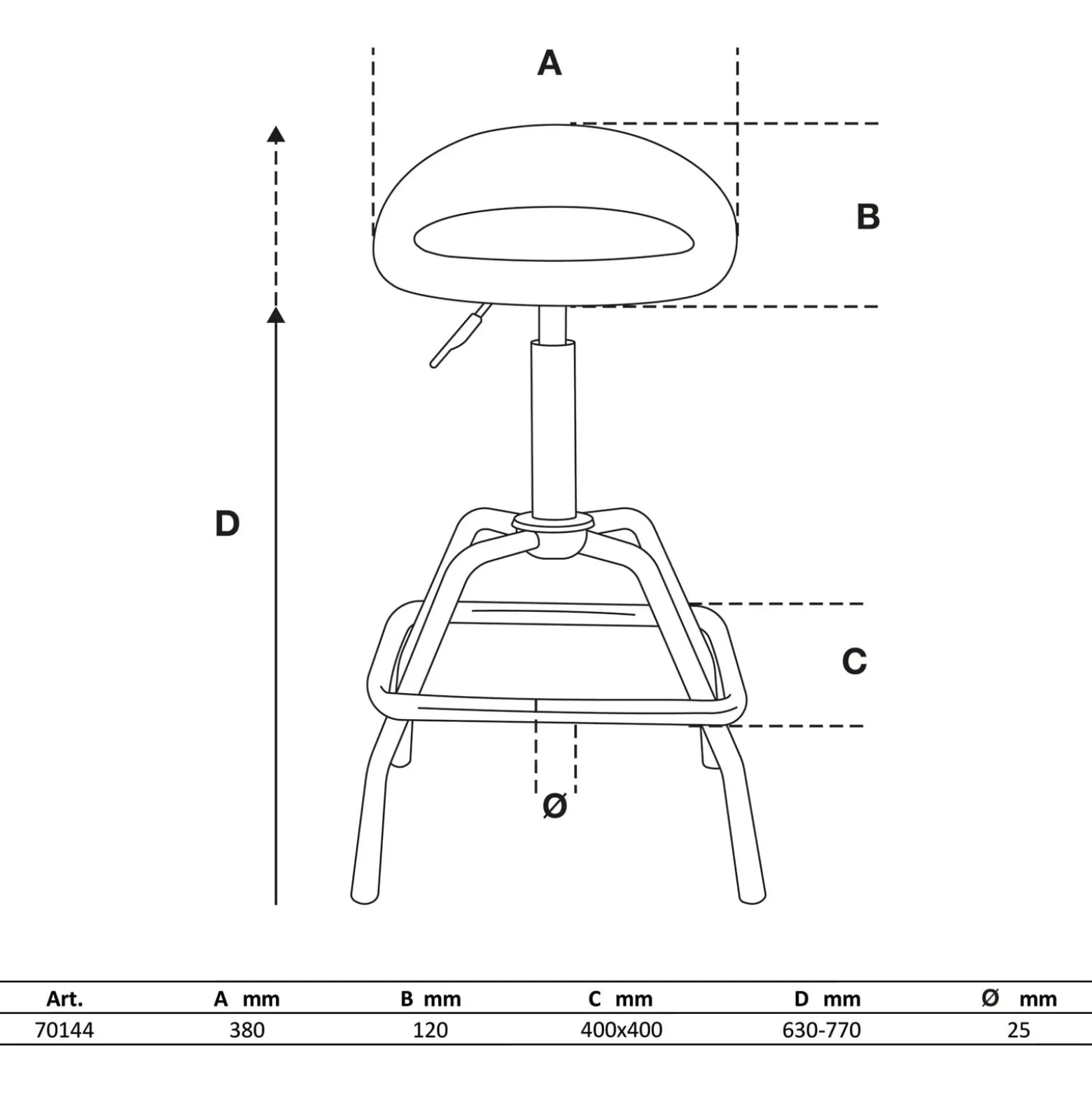BGS Werkstattstuhl höhenverstellbar 630 - 770 mm - 70144
