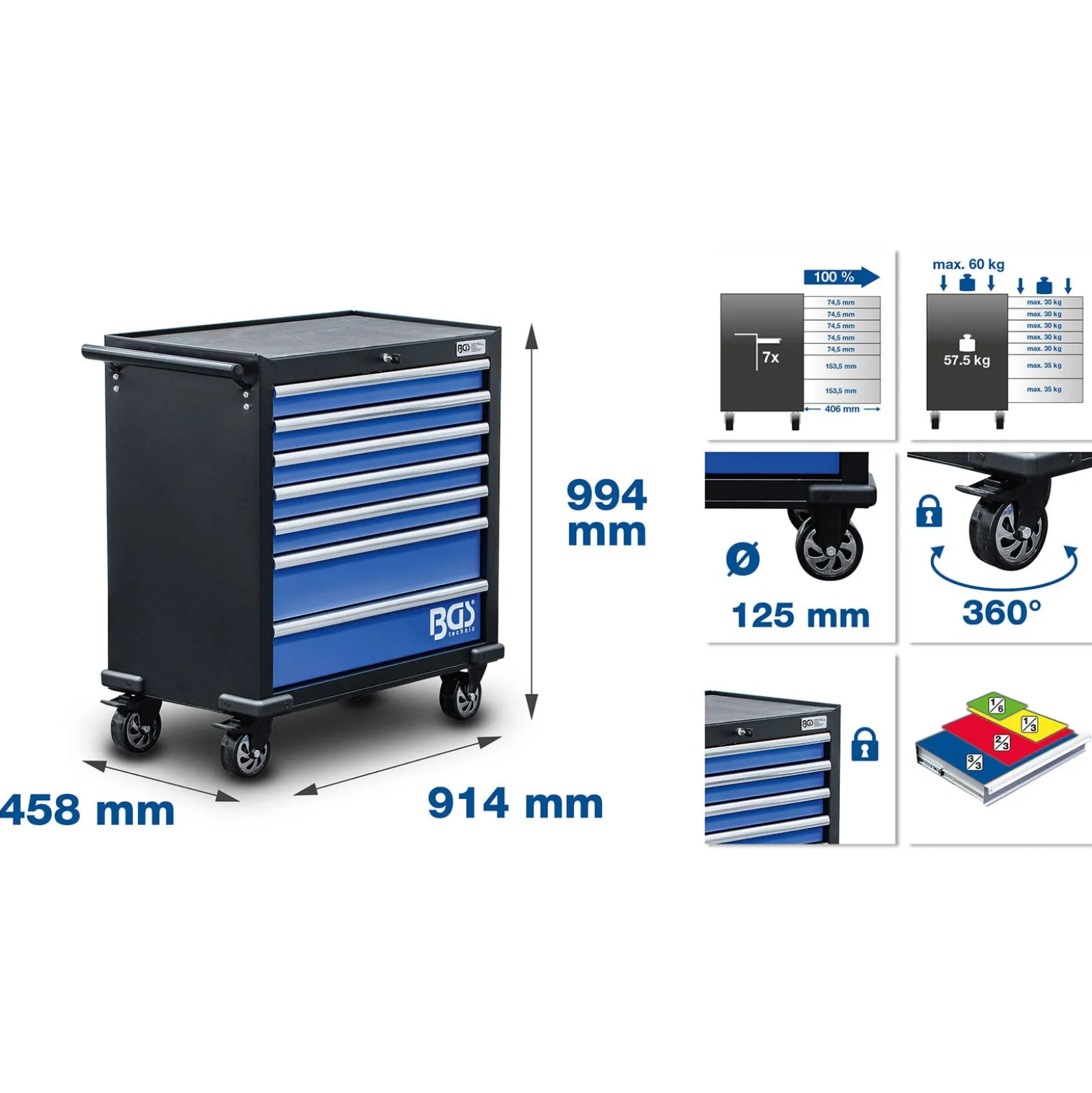 BGS Werkstattwagen XL 7 Schubladen leer - 4205