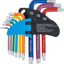 BGS Winkelschlüssel-Satz Multicolour kurz T-Profil (für Torx) mit Bohrung T10 - T50 9tlg. - 74460