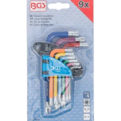BGS Winkelschlüssel-Satz Multicolour kurz T-Profil (für Torx) T10 - T50 9tlg. - 74457