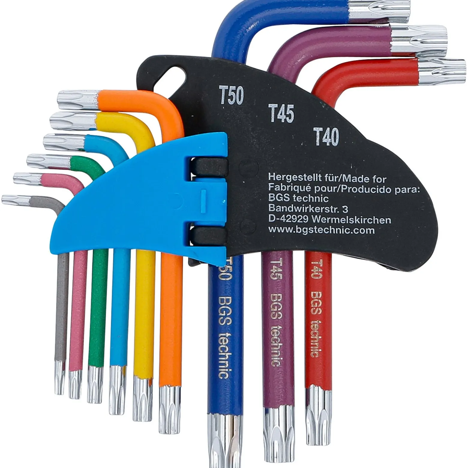BGS Winkelschlüssel-Satz Multicolour kurz T-Profil (für Torx) T10 - T50 9tlg. - 74457