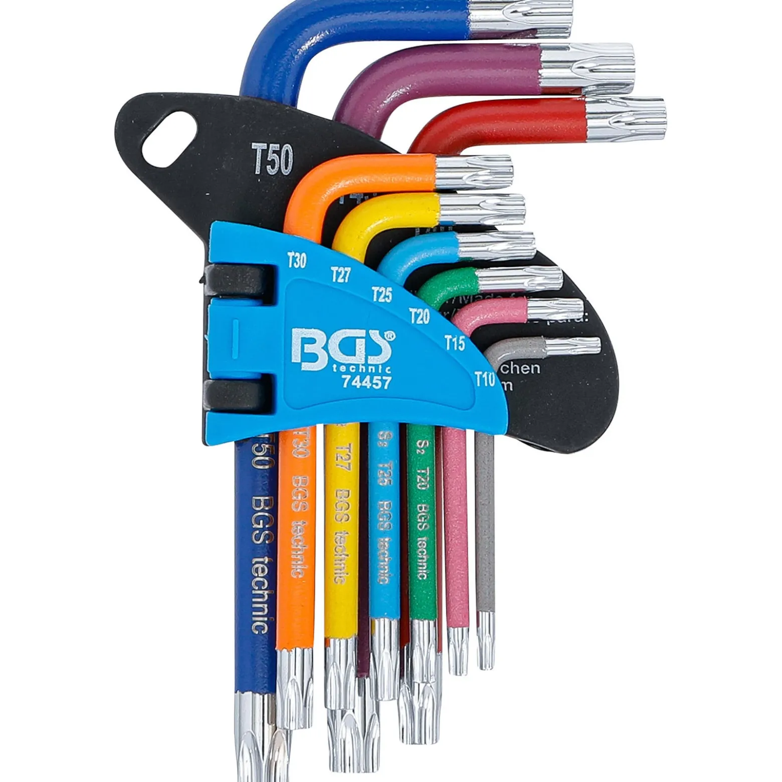 BGS Winkelschlüssel-Satz Multicolour kurz T-Profil (für Torx) T10 - T50 9tlg. - 74457