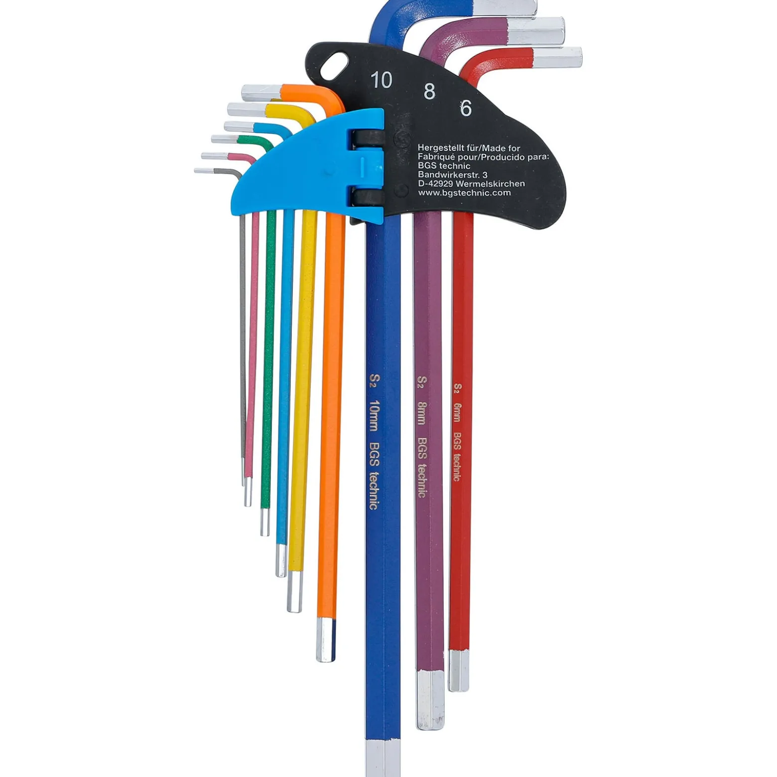BGS Winkelschlüssel-Satz Multicolour extra lang Innensechskant 1,5 - 10 mm 9tlg. - 74456