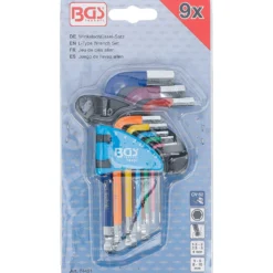 BGS Winkelschlüssel-Satz Multicolour kurz Innensechskant, Innensechskant mit Kugelkopf 1,5 - 10 mm 9tlg. - 74451