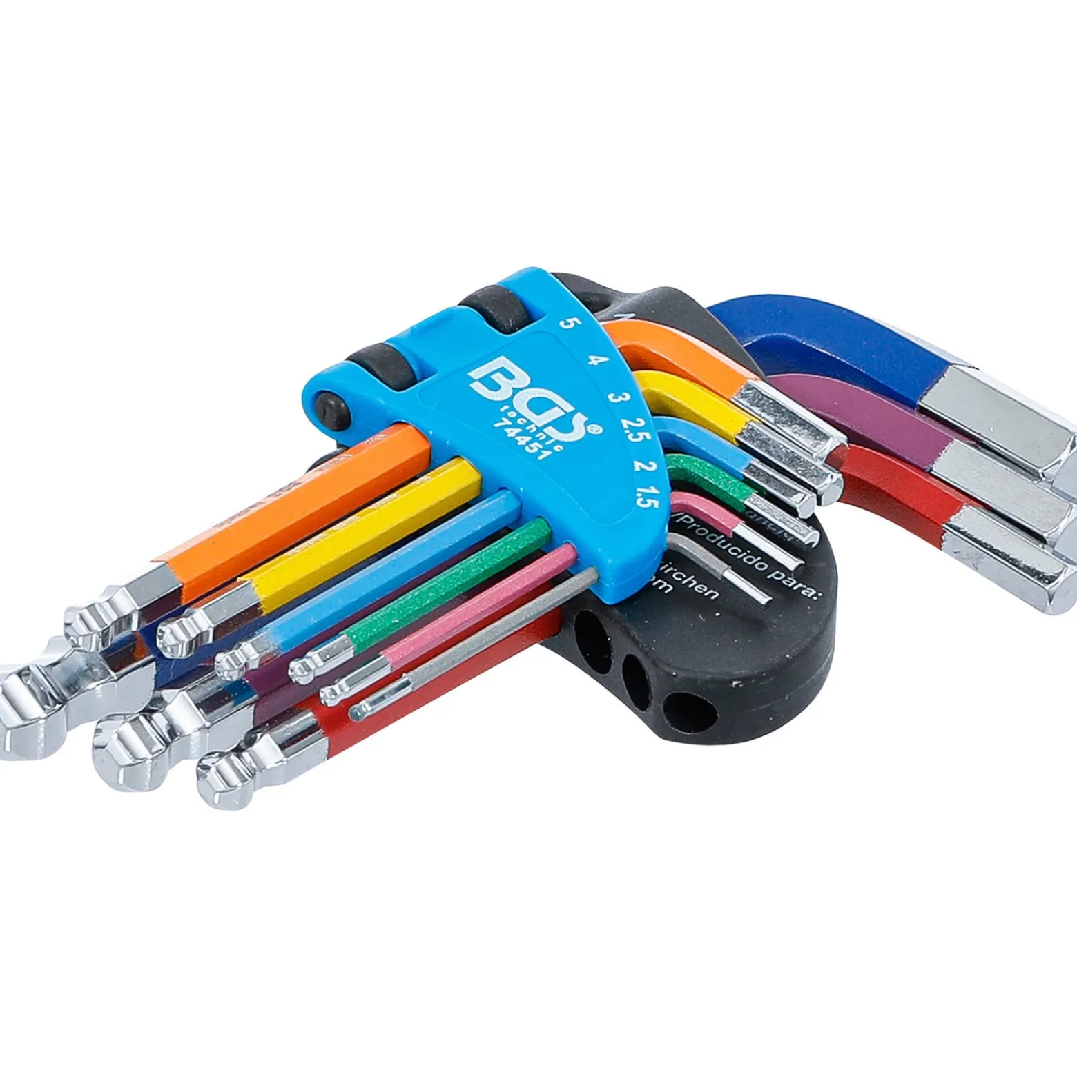 BGS Winkelschlüssel-Satz Multicolour kurz Innensechskant, Innensechskant mit Kugelkopf 1,5 - 10 mm 9tlg. - 74451