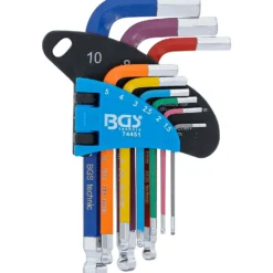BGS Winkelschlüssel-Satz Multicolour kurz Innensechskant, Innensechskant mit Kugelkopf 1,5 - 10 mm 9tlg. - 74451