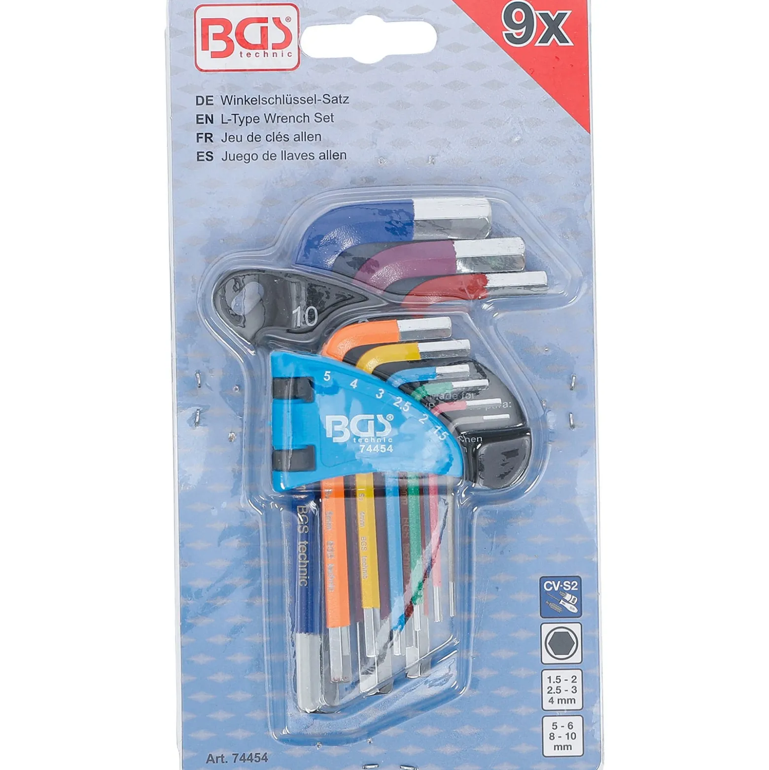 BGS Winkelschlüssel-Satz Multicolour kurz Innensechskant 1,5 - 10 mm 9tlg. - 74454