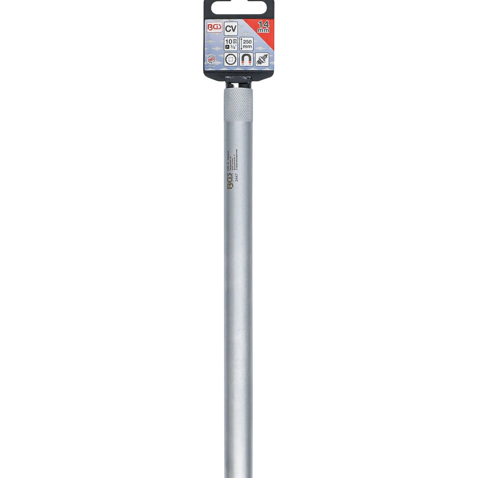 BGS Zündkerzen-Einsatz mit Magnet Zwölfkant extra lang Antrieb Innenvierkant 10 mm (3/8") SW 14 mm - 2447