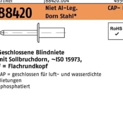 Blindniete R 88420 Flachrundkopf 3,2x12,5 Niet Aluminium/Dorn Sta 500St. GESIPA