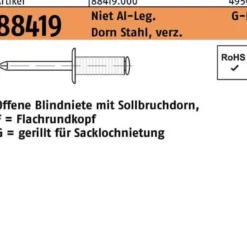 Blindniete R 88419 Flachrundkopf 3,2x10 Niet Aluminium/Dorn Stahl verz. 500St.