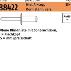 Blindniete R 88422 FLAKO 4,8x 18 Niet AIu/Dorn Stahl verz. 250 Stück
