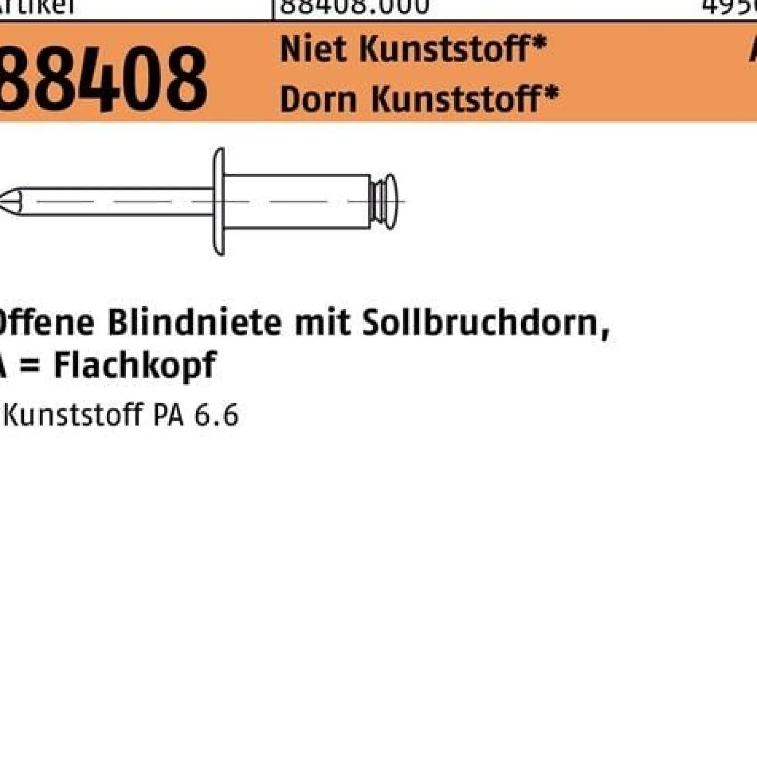Blindniete R 88408 FLAKO 6x 12 Niet Ku./Dorn Ku. 250 Stück