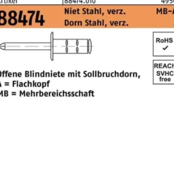 Blindniete R 88474 FLAKO 4x10 Niet Stahl verz./Dorn Stahl verz. 500St. GESIPA