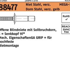 Blindniete R 88474 FLAKO 4,8x10,5 Niet Sta verz/Dorn Sta verz gelb 5000St GESIPA