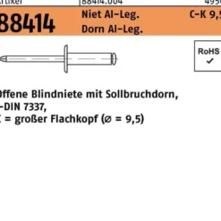 Blindniete R 88414 großer FLAKO 3,2x6,1 Niet Aluminium/Dorn Aluminium 500St.