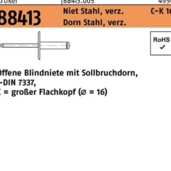 Blindniete R 88413 großer FLAKO 4,8x16,7 Niet Sta verz./Dorn Sta verz. 250St.