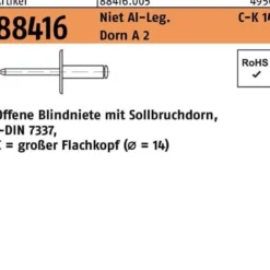 Blindniete R 88416 großer FLAKO 5x10 Niet Aluminium/Dorn A 2 250St.