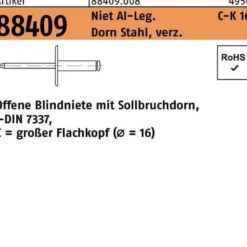 Blindniete R 88409 großer FLAKO 4,8x20 Niet Aluminium/Dorn Stahl verz. 250St.