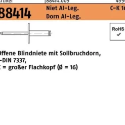 Blindniete R 88414 großer FLAKO 4,8x13,5 Niet Aluminium/Dorn Aluminium 250St.