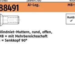 Blindnietmutter R 88491 SEKO M8/1,5 - 7,5 Aluminium 500 Stück