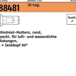 Blindnietmutter R 88481 SEKO M8 /1,5 -4,5 Aluminium 500 Stück