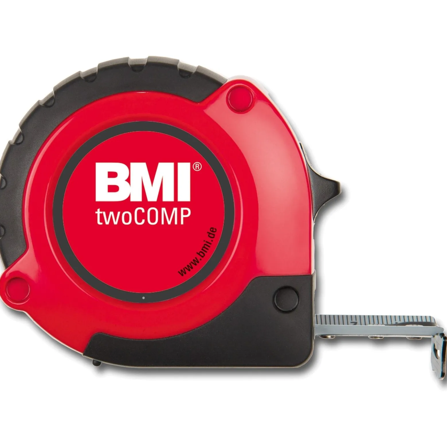 BMI Taschenbandmaß twoCOMP PT14 - 3m, mm/mm, rot/schwarz, mit Clip - 472341021