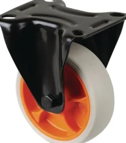 Bockrolle D.100mm Trgf.110kg Gum.Platte L104xB80mm Farbe Rl.hellgrau BS ROLLEN