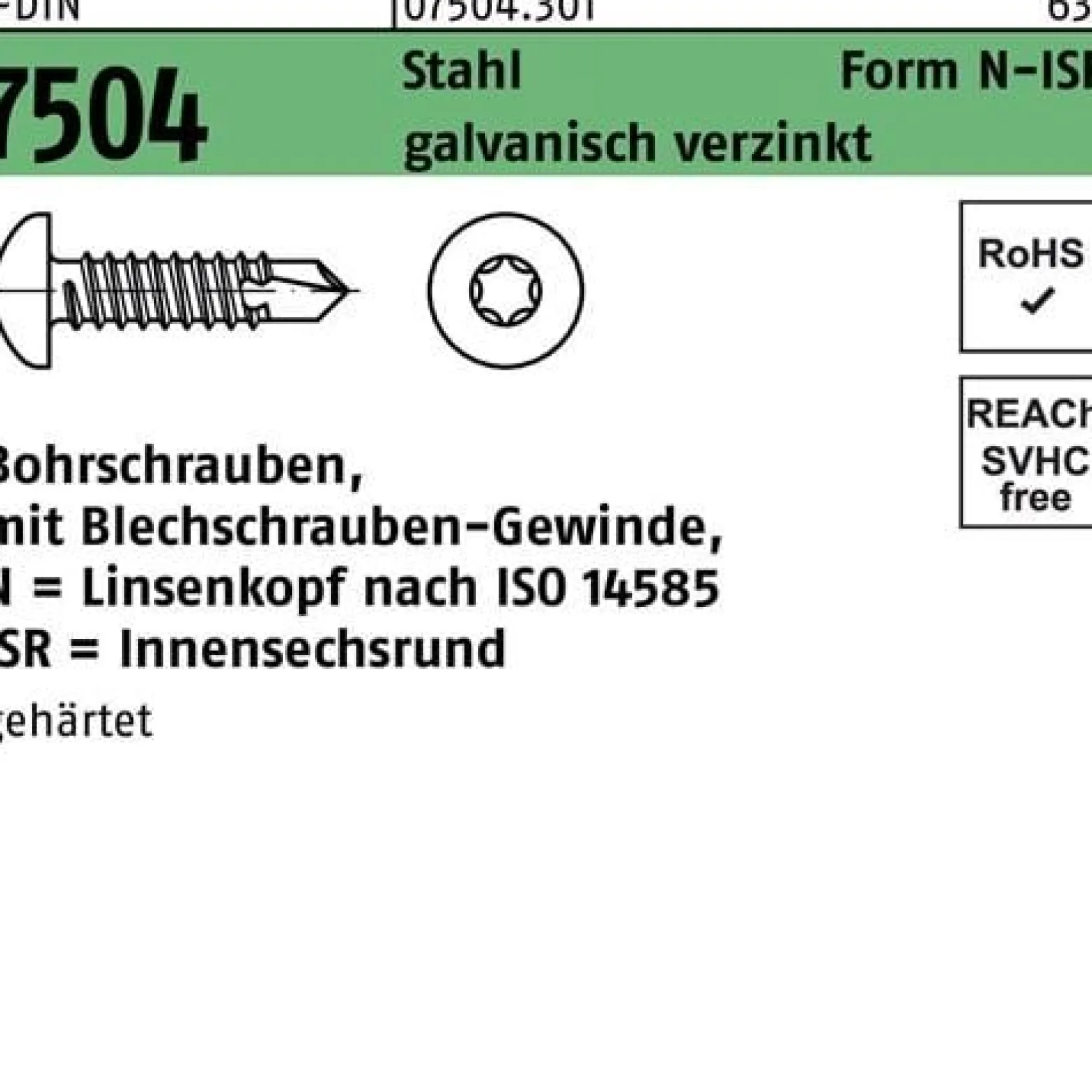 Bohrschraube DIN 7504 ISR N 4,2x19-T20 Stahl galv.verz. 1000St.