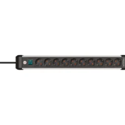 Brennenstuhl Premium-Alu-Line Steckdosenleiste mit Schalter 10-fach 3 m H05VV-F 3G1,5 - 1391030000