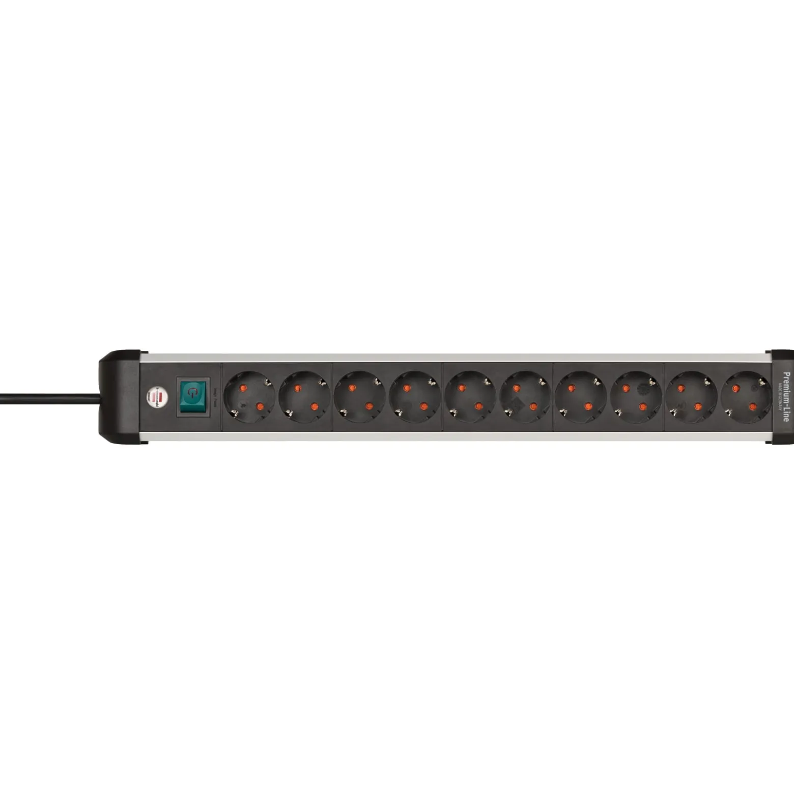 Brennenstuhl Premium-Alu-Line Steckdosenleiste mit Schalter 10-fach 3 m H05VV-F 3G1,5 - 1391030000