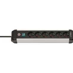 Brennenstuhl Premium-Alu-Line Steckdosenleiste mit Schalter 8-fach 3 m H05VV-F 3G1,5 - 1391030800