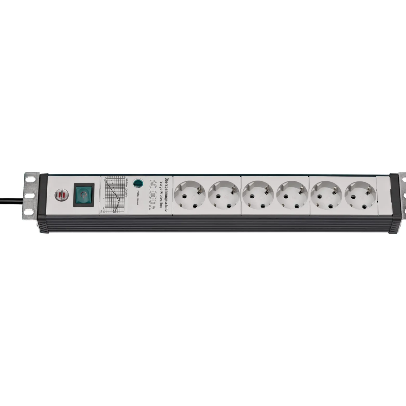 Brennenstuhl Premium-Line 60.000A Überspannungsschutz-Steckdosenleiste 6-fach schwarz/lichtgrau 3 m H05VV-F 3G1,5 19" Format - 1156057696