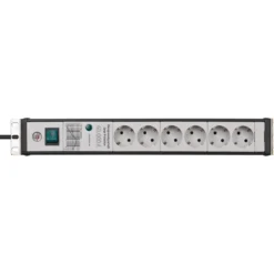 Brennenstuhl Premium-Line 60.000A Überspannungsschutz-Steckdosenleiste 6-fach schwarz/lichtgrau 3 m H05VV-F 3G1,5 19" Format - 1156057696