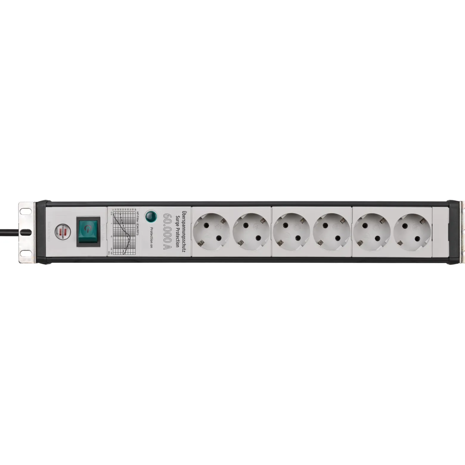 Brennenstuhl Premium-Line 60.000A Überspannungsschutz-Steckdosenleiste 6-fach schwarz/lichtgrau 3 m H05VV-F 3G1,5 19" Format - 1156057696