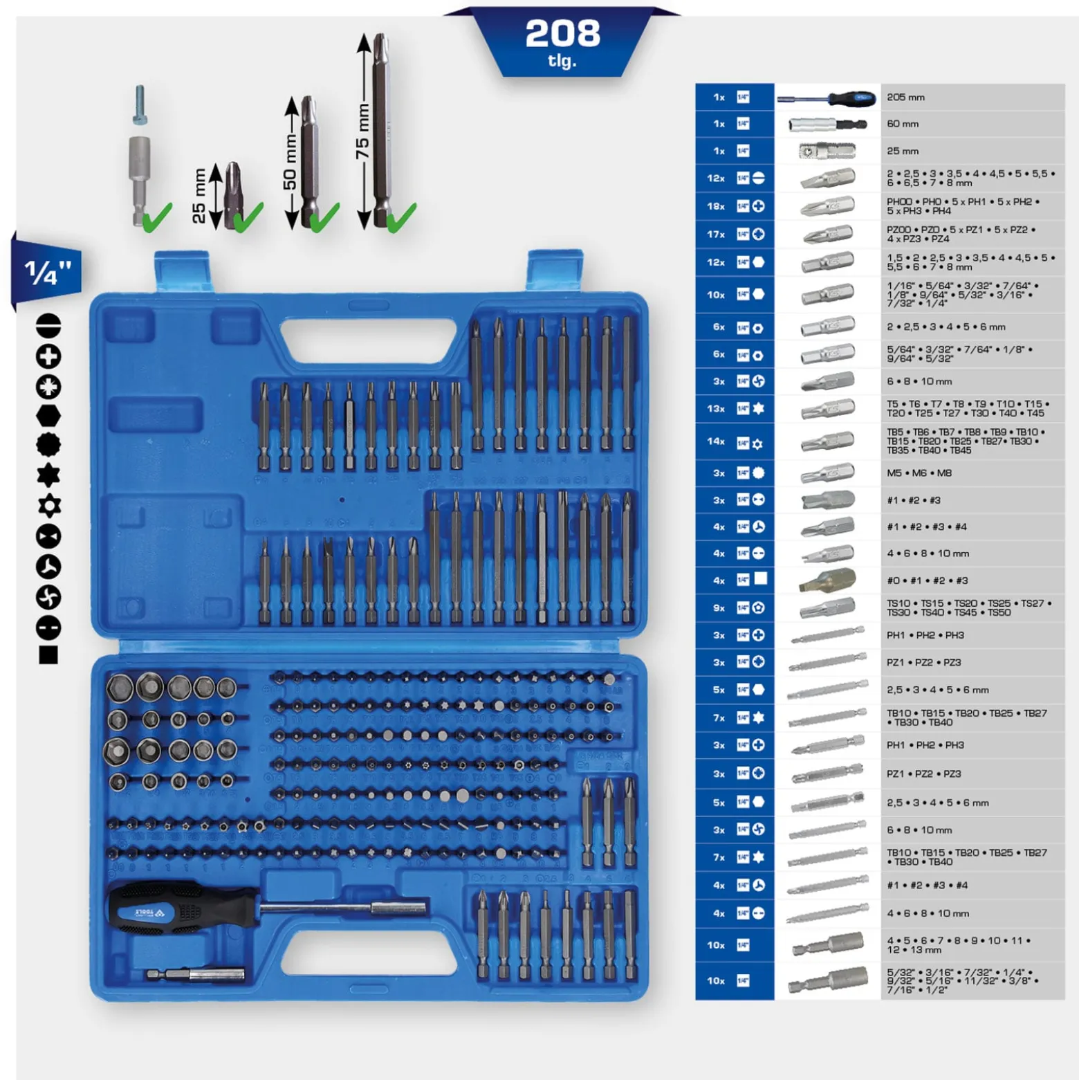 BRILLIANT TOOLS Bit-Satz 208tlg. - BT053208