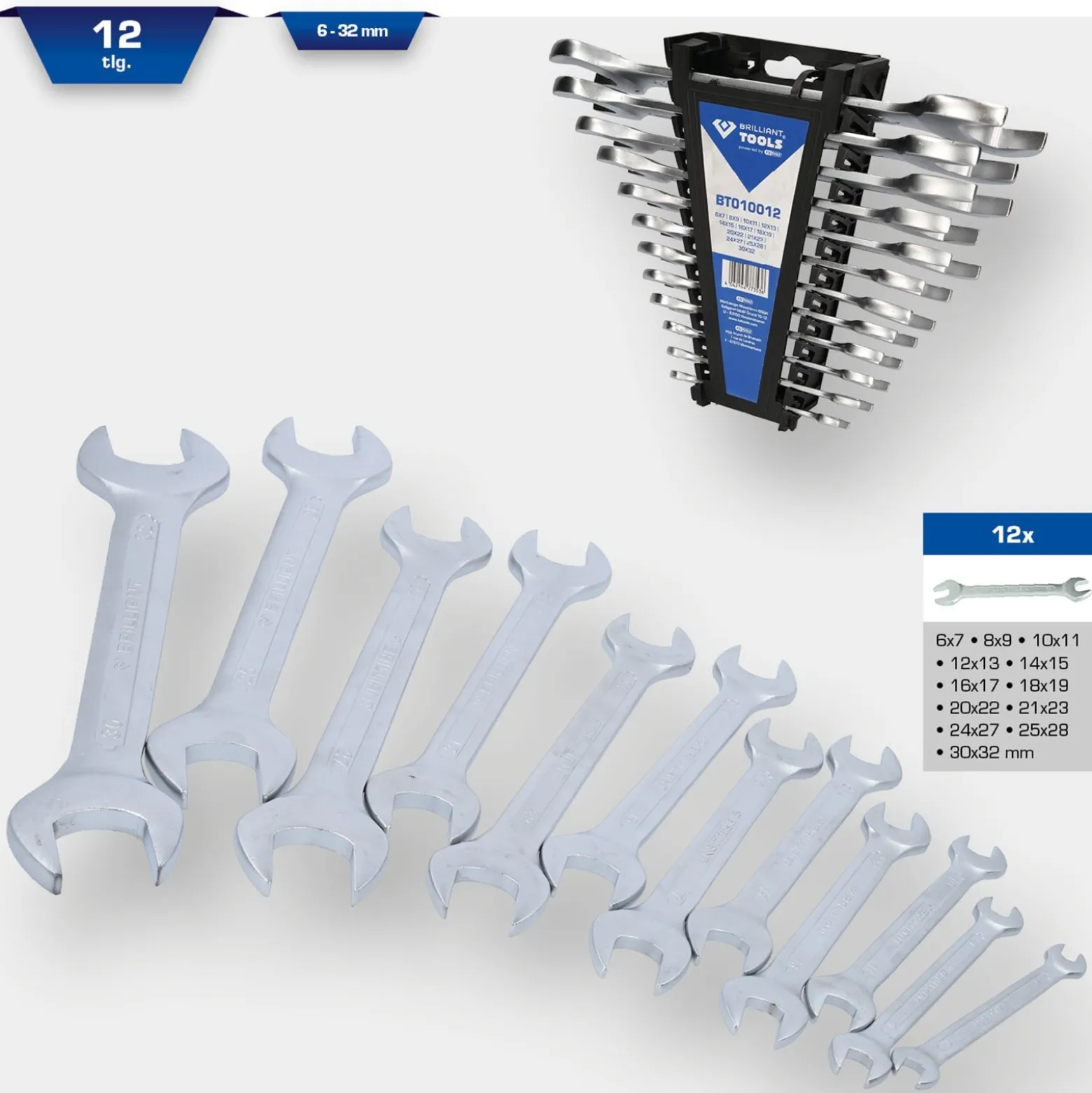 BRILLIANT TOOLS Doppel-Maulschlüssel-Satz 12tlg. - BT010012